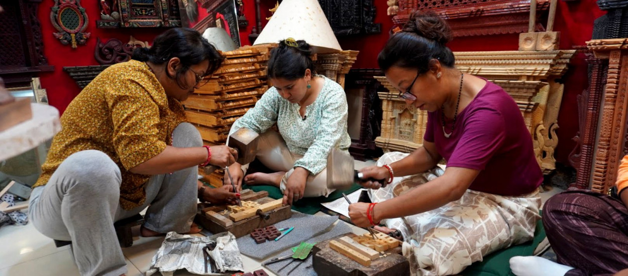 Wood carving in Kathmandu