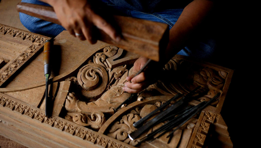 Wood carving in Kathmandu